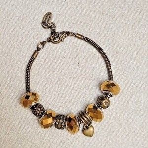 Charmed Feelings Heart Antiqued Bronze w/ Bronze Tone Sparkling Faceted Beads